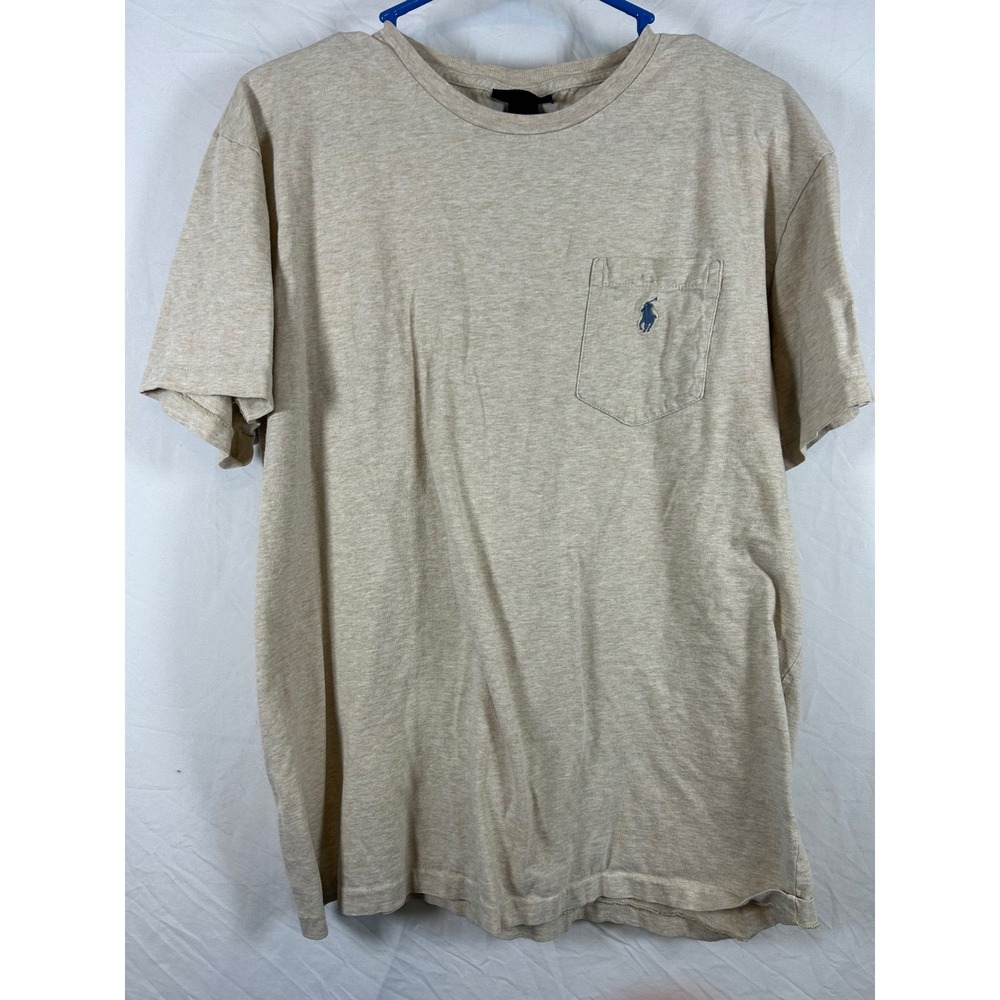 Polo Ralph Lauren Mens Pocket T-Shirt Tan Heather Cotton Crew Neck Size M